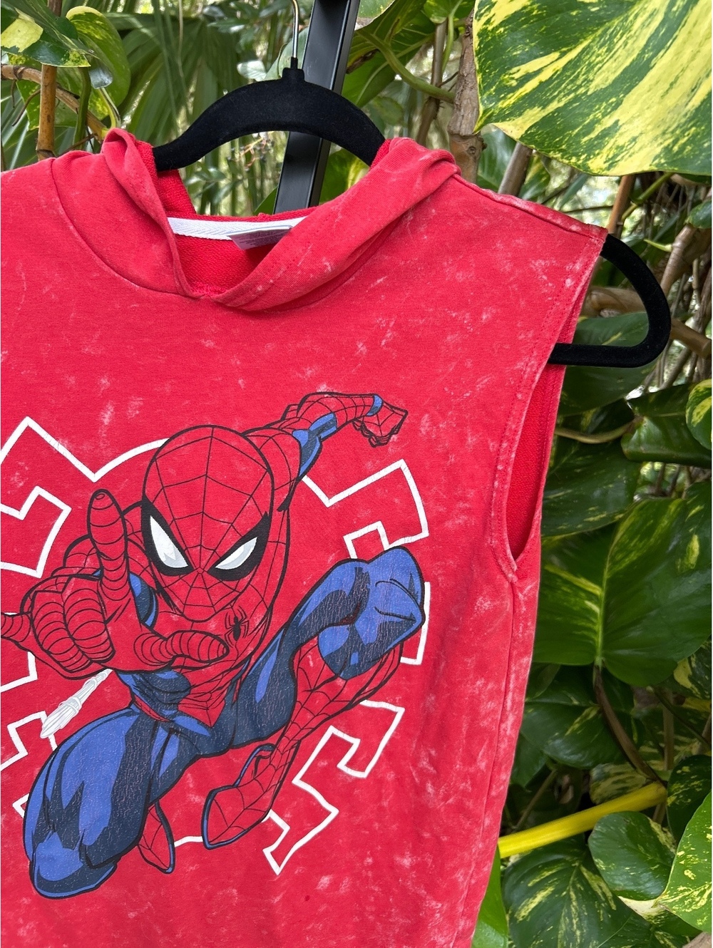 Marvel Spider-Man Sleeveless Hoodie Red Graphic Pullover